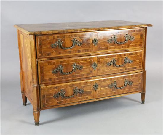 An 18th century German olivewood veneered commode W.4ft 2in. D.2ft H.2ft 10in.